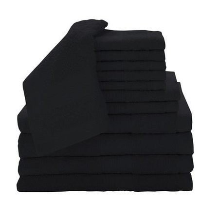 BALTIC LINEN Baltic Linen 0353262460 100 Percent Cotton Luxury 12 Piece Towel Set - Ebony 3532624600000